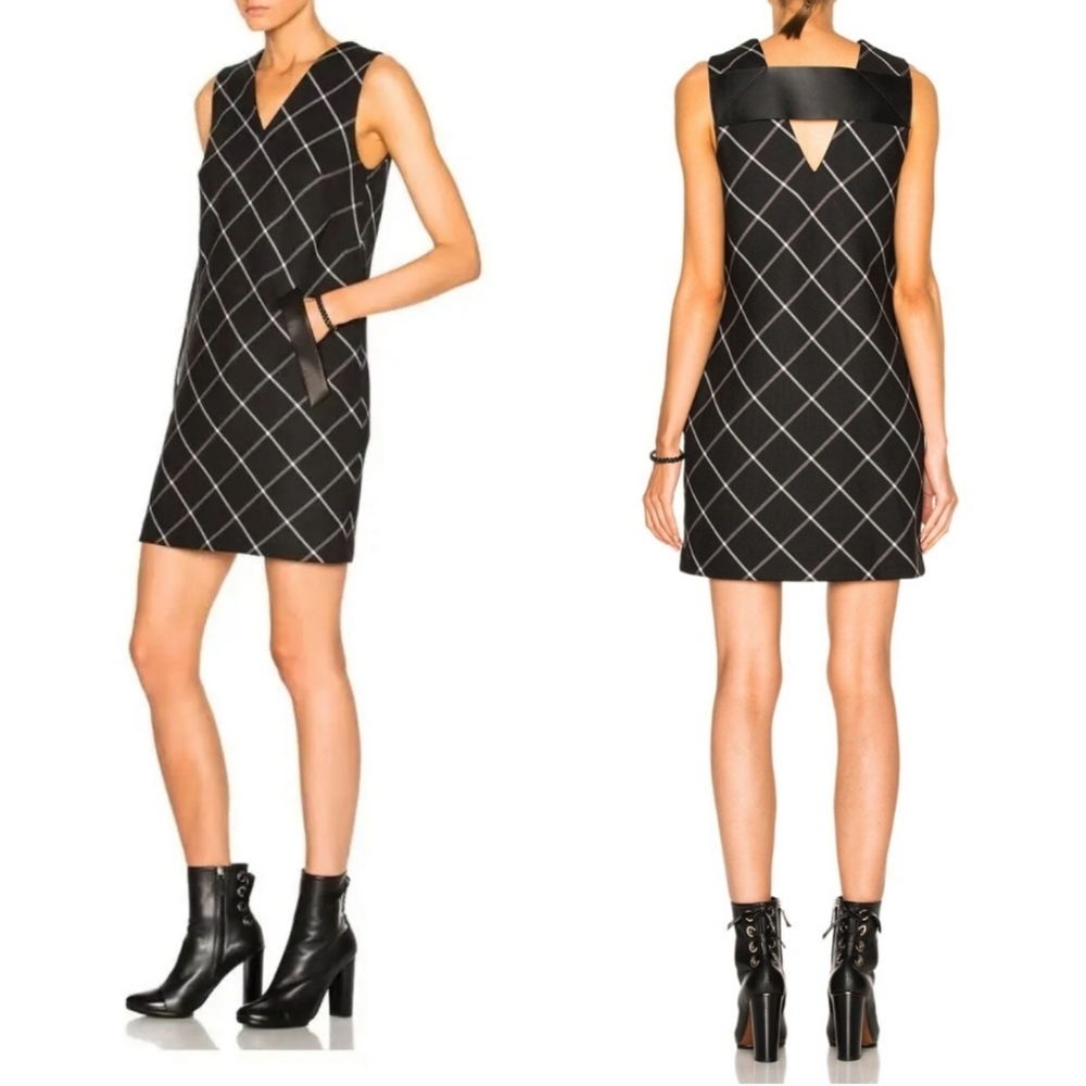 $645 NWT Rag & Bone Phoebe Wool Blend Vest Dress Lamb Leather Details Size 6 M